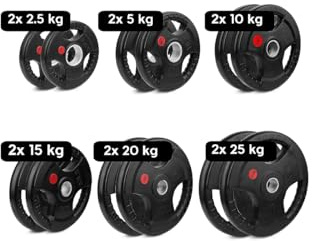 Coppia Dischi Olimpici per Bilancieri e Manubri | Bumper Plates Foro da 50 mm Dischi Peso Gommati da 2,5KG a 25kg (25)
