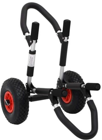 vidaXL SUP Trolley für Surfbrett Klappbar, Kajakwagen Klappbar, Surfwagen Surfboard-Transportwagen für SUP-Board, Bootswagen mit 2 aufblasbaren Rädern, 45kg Aluminium