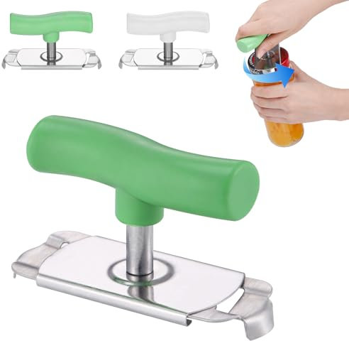 Kssvzz 2 Stück Flaschenöffner für Senioren, Einstellbar Glasöffner Effortless, Dosenöffner für Senioren und Familie, Picknick, Geschäft (Grün und Weiß)