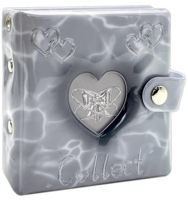1 Stück Photocard Binder Sammelkarten Alben Mini Fotoalbum Kpop Photocard Halter 20 Taschen (Graues Herz)