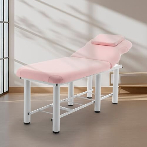 Jaxilyn Stationary Massage Bed Professional Adjustable Massage Table Spa Bed 73 x27.5”Stationary Physical Therapy Table with Memory Foam Salon Bed w/Removable Headrest Pink