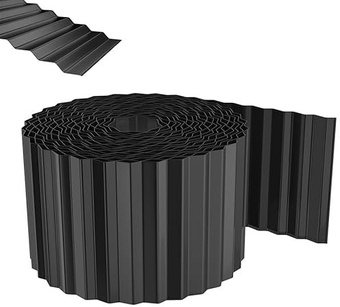 Aufun Rasenkante Metall 10 m, Wellen verzinkt Beetbegrenzung, 15cm Höhe, Raseneinfassung Ideal für Rasenbegrenzung, flexibel Beetumrandung für Gartenliebhaber und Landschaftsgestaltung, Anthrazit