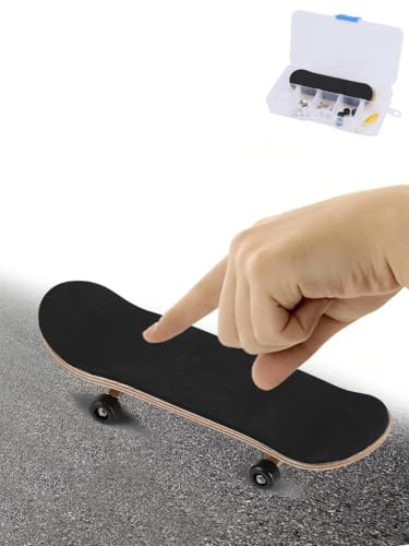 Dsacxixai Skateboard da dito, con ruote con cuscinetti completamente chiuse per un'esperienza fluida, i cuscinetti in PU sono morbidi e confortevoli, fornendo un senso di realismo (Noir)