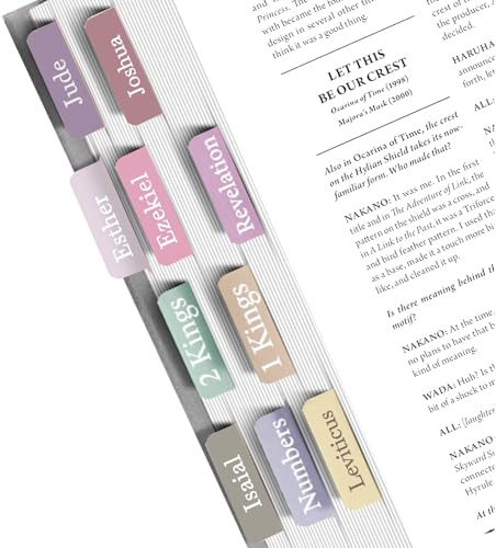 BUOKSLLY Lot de 75 autocollants laminés pour tablettes bibliques, cadeaux chrétiens, accessoires de bible, faciles à lire, rose et gris, laminés, durables, lot de marqueurs bibliques pour une lecture
