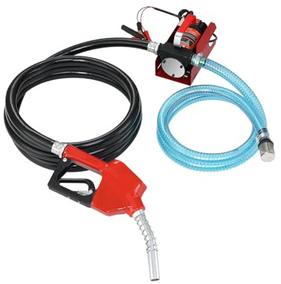 VEVOR Diesel Fuel Transfer Pump Kit, 12V 10 GPM DC with Automatic Shut-off Nozzle and Hose, Portable Electric Self-Priming Fuel Extractor Pump, for Diesel, Kerosene, Machine Oil, and Transformer Oil