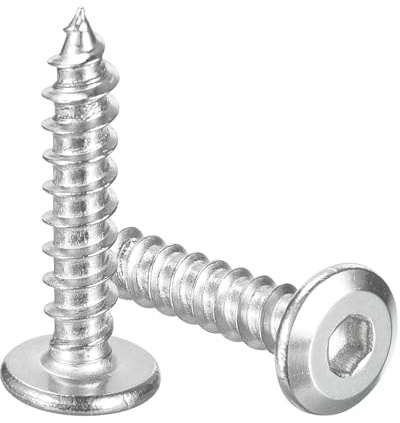 sourcing map 25 Pack Socket Head Screws M6 x 30mm Self Tapping Screws Bolt | 304 Stainless Steel, Flat Round, Full Thread, Hex Socket Cap Screws, for Wood Furniture