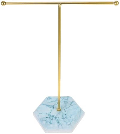 GegXcn Necklace Holder, Jewellery Stand, Adjustable Metal Display Stand for Necklaces Bracelets, Gold T-Shaped Jewelry Organiser, for Home Bedroom Vanity Areas