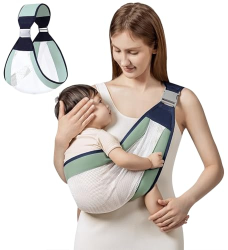 Ferizzia Portabebés Lateral, Hombro Ajustable, Rrgonómico Toddler Carrier, Portabebés Ligero y Transpirable, Correa Multifuncional para Bebés de 0 a 18 Meses, Niños Pequeños de Hasta 15 kg