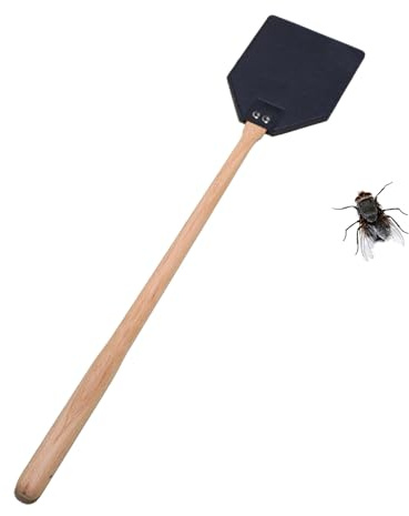 Kraftigt trä flugsmälla – bärbar robust läderflyswatter | stabil ergonomisk manuell smälla för, trädgård, terrass,