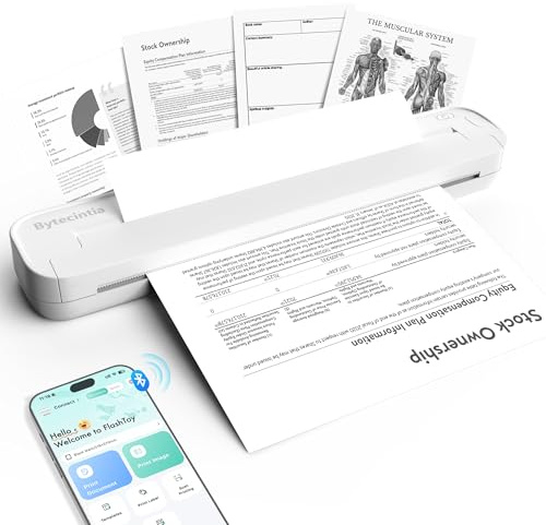 ByteCintia Imprimante Thermique A4 ST80, Portable sans Encre, Blanc