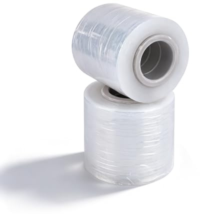 Diakey Lot de 2 rouleaux de film étirable transparent étroit pour déménagement, film rétractable non chauffé pour emballer et sceller des bouteilles, des bocaux, des canettes - 5 cm x 230 m
