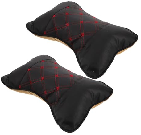 Almohada para Reposacabezas de Coche 2 Piezas Cuello y Cabeza | Pu y Relleno de Pp, Textura Suave y Transpirable, Uso en Oficinas y Hogar, Apta Estaciones