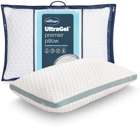 Silentnight Ultragel Pillow - Cooling Breathable Gel Firm Support Pillow for Neck Back Body Pain Front Side Sleepers - Ventilated Supportive Bed Pillow with Luxury Knitted Quilted Cover