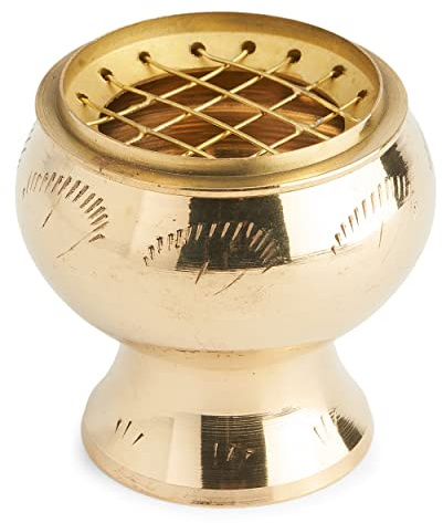 NKlaus Ø 5,5 cm nätrökelsekärl mässing guld rökelseburk för rökt kol med gravyr 39156