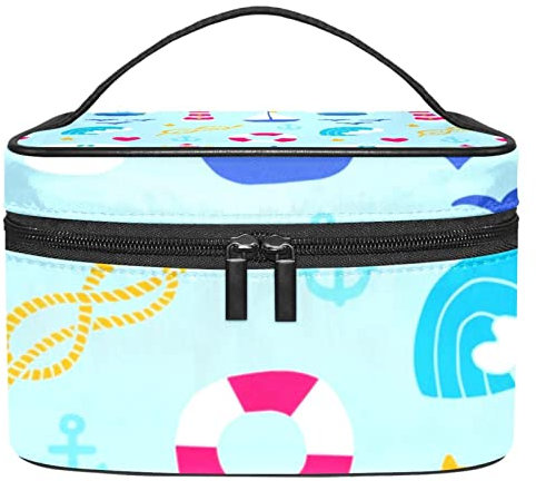 Lighthouse Anchor Lifebuoy Makeup Bag Travel Cosmetic Bags for Women Girls Zipper Pouch Makeup Organizer