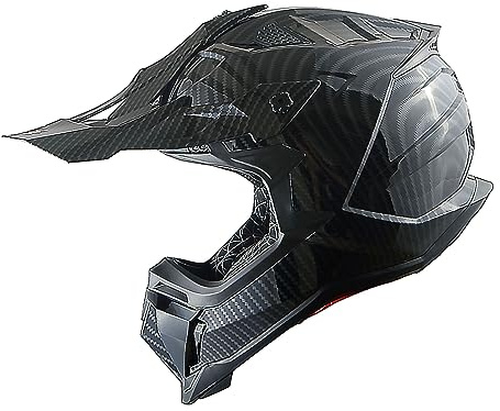 1Storm Adult Motocross Helmet ATV Dirt Bike BMX MX Downhill Mountain Helmet Track Style JH601; Carbon Fiber Black