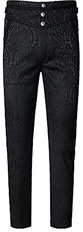 Angxiwan Men Trousers Mens Gothic Pants Cosplay Costume Trousers Steampunks Victorians Pants Pleated Mens Pants Black