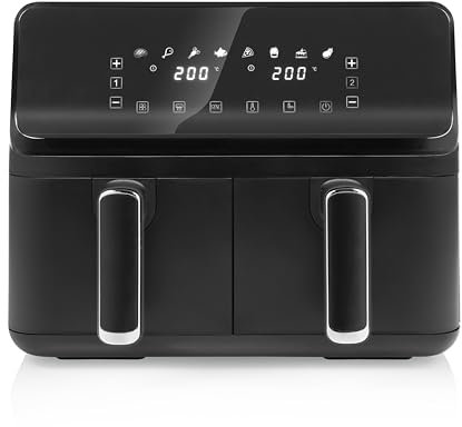 Tristar Airfryer Double Panier - Capacité 2 x 4 L - 2700 W - 8 programmes - Température réglable par panier, Noire