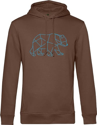 BIO Natur Pullover: Bär - Outdoor Kapuzenpullover - Geschenk für Wanderer - Bergsteiger Natur-Freunde Wald Fors-t Arbeiter Berg-e Outdoor - Kletter Pullover - Ski Pulli - Unisex Hoodie (M Mocha)