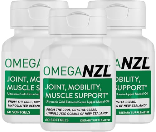 OMEGANZL Original Omega-3 Joint Support Supplement, Best Natural Muscle Relief, Green Lipped Mussel Oil Capsules, 180 Softgels, No Fishy Aftertaste