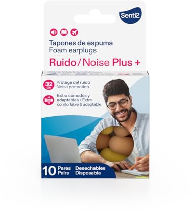 Senti2 Tapones oidos ruido dormir espuma 20 uds (10 pares)
