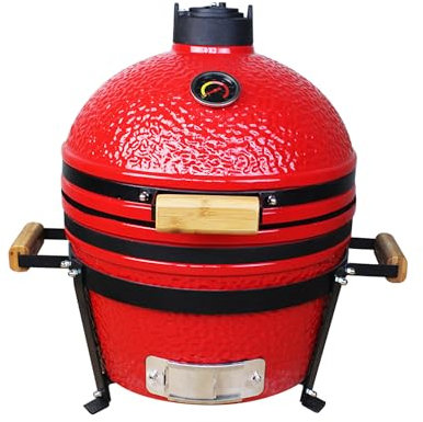 COOKFIRE - Barbecue charbon Kamado Ø 40 cm - BBQ Grill japonais - Barbecue avec thermomètre et poignées en bambou - Barbecue à charbon portable - Barbecue céramique Kamado - Mini barbecue à charbon -