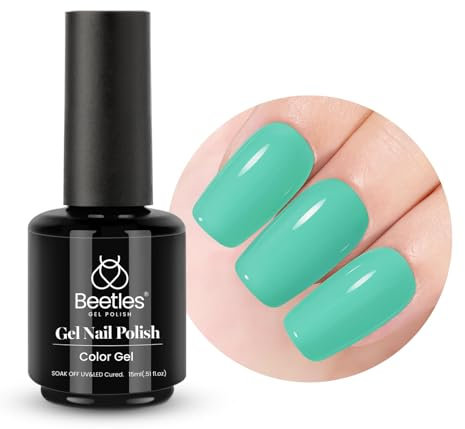 Beetles 15 ml UV Gel Nagellack Grün, Gel Polish Minziges Grün UV LED Maniküre Nagelstudio DIY Gellack Nagelkunst Design für Anfänger