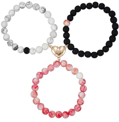 COLORFUL BLING BFF Bracelet for 3,Mother Daughter Bracelets Set,Cross Butterfly Heart Charm Bracelet for Women Men,Love Heart Matching Strand Bracelets Friendship Jewelry Gifts -Style 2