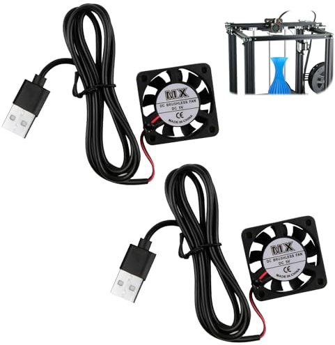 2Pcs 40x40x10 mm DC 5V Mini ventilateurs refroidissement, USB Silencieux avec Câbles, Ventilateur Petit et Efficace pour Appareils Électroniques et Imprimantes 3D
