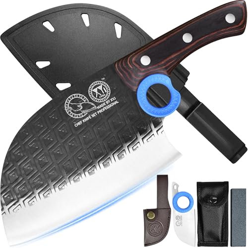 XYJ Autentico dal 1986, coltello da macellaio serbo con fodero, coltello da chef con verdure, manico in legno con fodero, per il campeggio all'aperto