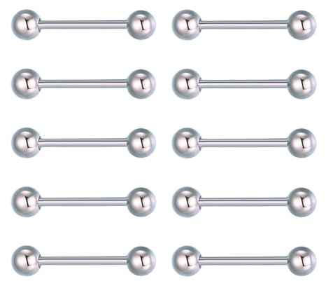 Besyvvin Tungpiercing 6 mm nippel boll 12/14/16/19 mm stånglängd kirurgiskt stål piercing tunga nippel silver guld