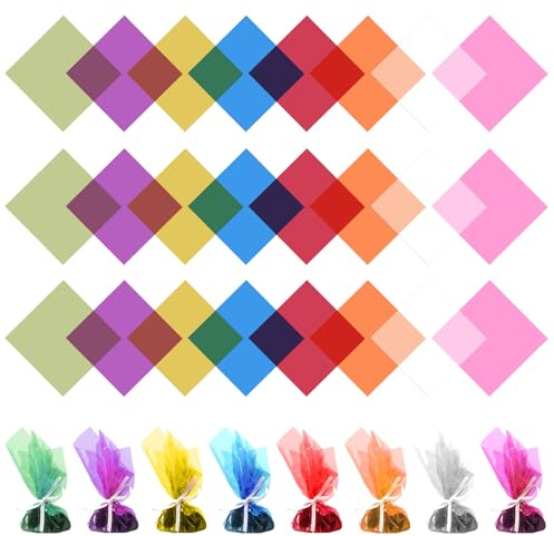 120 Hojas de Papel Celofan Colores, 19 cm X 19 cm Papel Celofán Transparente de Colores, Adecuado para Navidad, Envolver Regalos Diy, Efectos Fotográficos, Dulces, Manualidades, Decoración, Fiesta