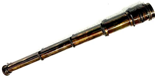 Mässingsteleskop i vintagestil med läderfodral, Lord London 1920-kollektion, antik finish