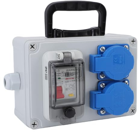 Eujgoov Portable Industrial Power Distribution Box Shockproof Breaker Socket for Construction Outdoors Factories