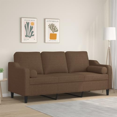 RJPLMFV Divano a 3 Posti con Cuscini Marrone Divano da ufficio Couch Adatto per camere da letto 180 cm in Tessuto