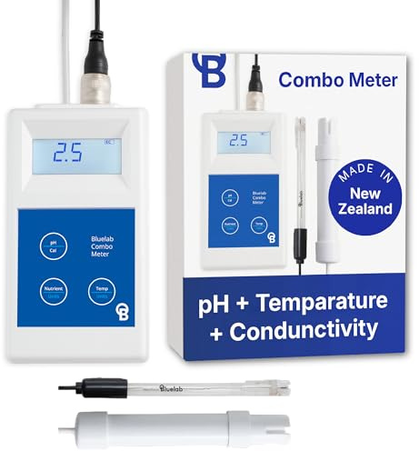Bluelab Combo Meter für pH, Temperatur & Leitfähigkeit im Wasser - Einfache Kalibrierung, digitaler EC/TDS/PPM-Tester für Hydroponik & Zimmerpflanzen (METCOM)