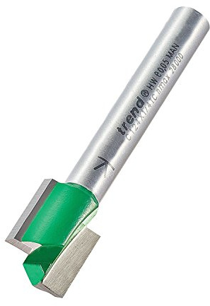Trend CraftPro Straight Two Flute Router Cutter Bit, 1/4 Inch Shank, 12.7mm Cut Diameter & 12.7mm Cut Length, Tungsten Carbide Tipped, C124X1/4TC
