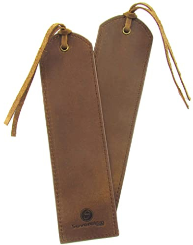 Leather Bookmarks for Men and Women | Quality Brown Men's Bookmark | 2 Smooth Handmade Leather Book Markers for Men Women Book Lovers Readers (7x2) Leather Gift | Sovereign-Gear