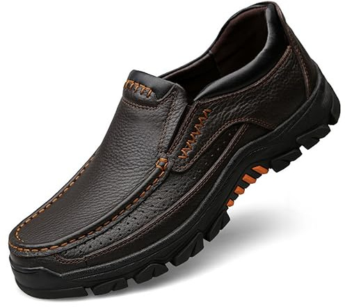 WNUKATO Zapatos para hombre con cordones, informales, de piel, cómodos para el trabajo, negocios, diario, ocio, 9088, Brown, 41 1/3 EU