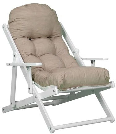 Liberoshopping Poltrona RELAX reclinabile in 3 posizioni telaio bianco giardino Alta qualità Sdraio cuscino super imbottito (Corda)