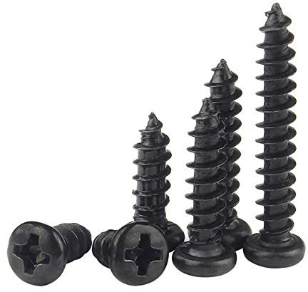 YINSONG 1000 Piezas Negro Tornillos de Cabeza Cruzada de Acero Carbono - M1.7 M2 Tornillos de Autorroscantes de Cabeza Plana Phillips de Cabeza Redonda Tornillos de Madera, M2*6 X 1000 Piezas