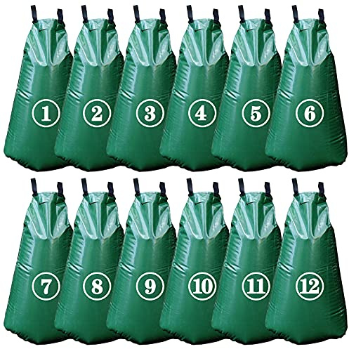 Tanzfrosch 12 Pack 20 Gallon Tree Watering Bags, Reusable, Heavy Duty and Slow Release Gator Bags for Trees, Premium PVC Plant Drip Irrigation Bags,5-8 Hours Releasing Time