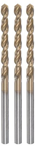 sourcing map 3pcs Twist Drill Bits 3.2mm Titanium Coated (HSS-E) M42 High Speed Steel 8% Cobalt Straight Shank for Stainless Steel Aluminum Alloy Metal