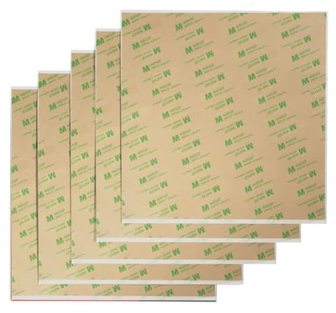 HIKIYEAT Heat Resistant Double Sided Tape,468MP Double Sided Adhesive Transfer Tape Sheets 8.66x8.66 Inch,Clear Thin Waterproof, for PEI Sheet, Nameplate,Indoor and Outdoor use(5-Pack)