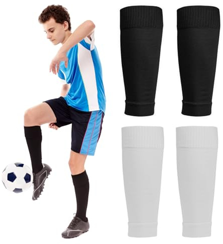 SwirlColor chaussettes de foot sans pied, 2 paires de leggings de football noir et blanc respirants élastiques crop leggings housses de chaussettes pour football basketball running