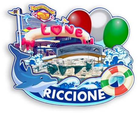 Quwsne Magnete da frigorifero Riccione Italia magnete da frigorifero souvenir di viaggio città regali turistici 3D classici monumenti artigianali fatti a mano decorazione domestica -1271