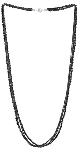 COOLSTEELANDBEYOND Negro Largo Multi Capas Statement Collar, Elegante En Capas Cascada Cadena, Cristal Cuentas Colgante