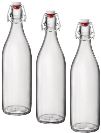 Bormioli 324Y — Botella transparente Giara, 1 litro (Paquete de 3)