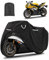 CEMOFE Funda Moto Exterior Impermeable Funda para Moto 210D Cubierta de Moto XL con Orificios para Cerradura y Ventana para Matrícula para Scooter Ciclomotor Moto Trail Cross (245 x 105 x 125cm)