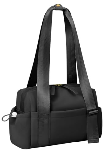 flintronic Sporttasche Reisetasche Damen Klein, Mini Wasserdicht Fitnesstasche mit Nassfach, Verstellbarer Schultergurt Kleine Reisetasche Damen Weekender, 30 x 11.5 x 18 cm (Schwarz)